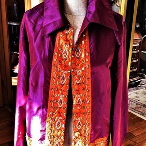 VINTAGE SILK SEQUINNED TRIMMED BLOUSE NWT